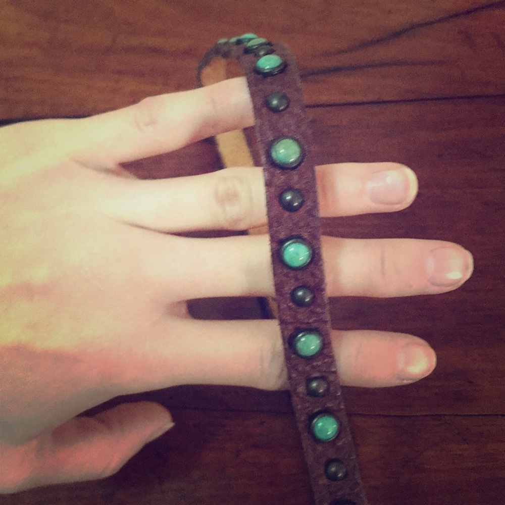 Beaded Turquoise Leather Wrap